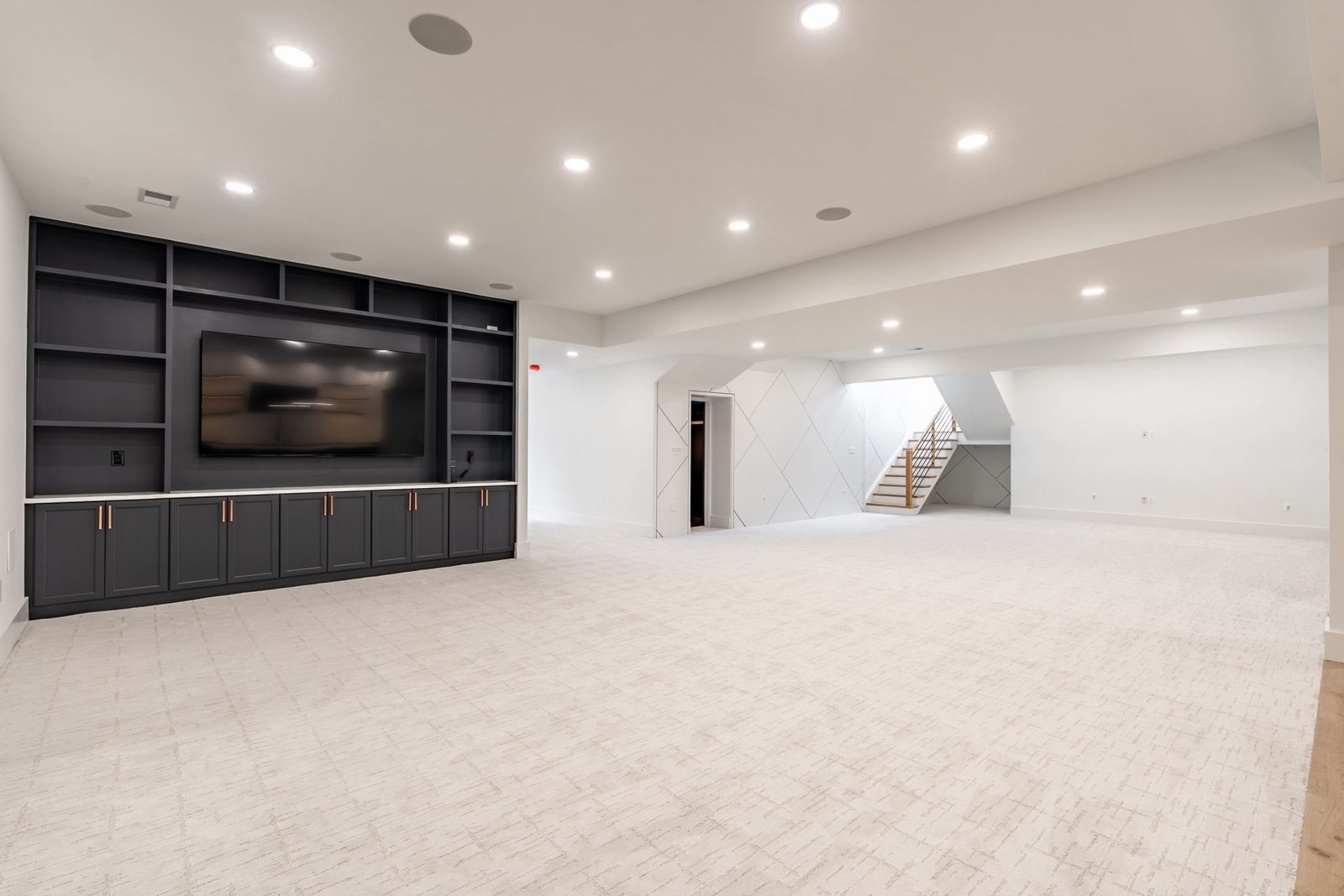 Large Modern Open Basement Design & Build
