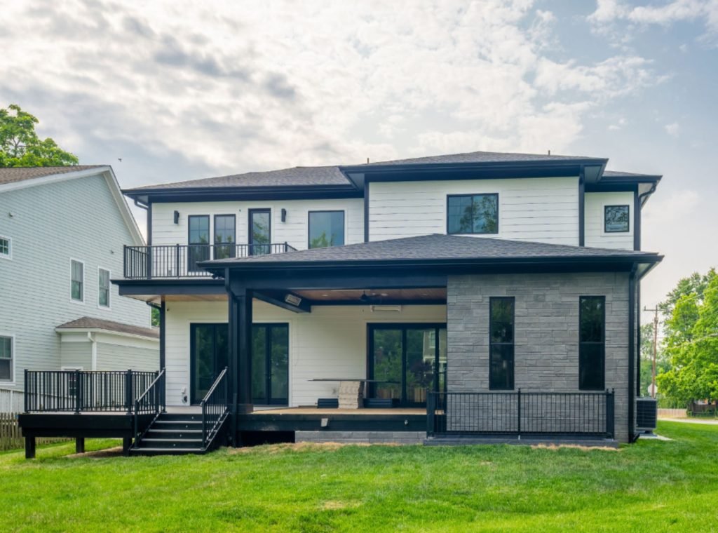 Rear of Modern Design and Build Custom Home in Vienna Virginia